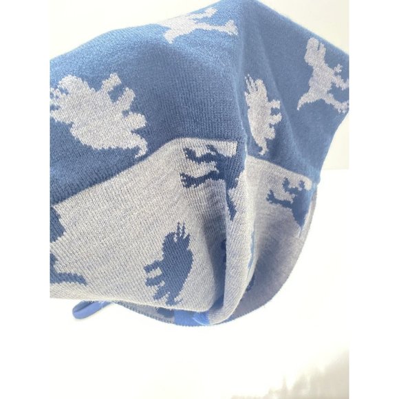 Blue Boys Dinosaur Winter Hat & Scarf Matching Set - One Size Brand New - Picture 6 of 8